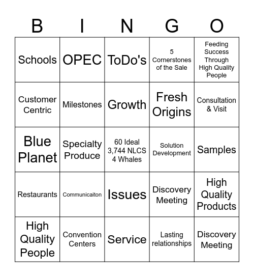Express Produce Meeting Bingo Card