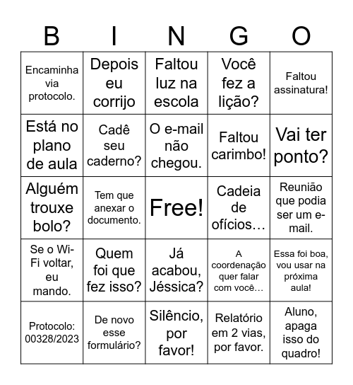 Bingo Pedagógico Divertido – Dia do Trabalhador Bingo Card