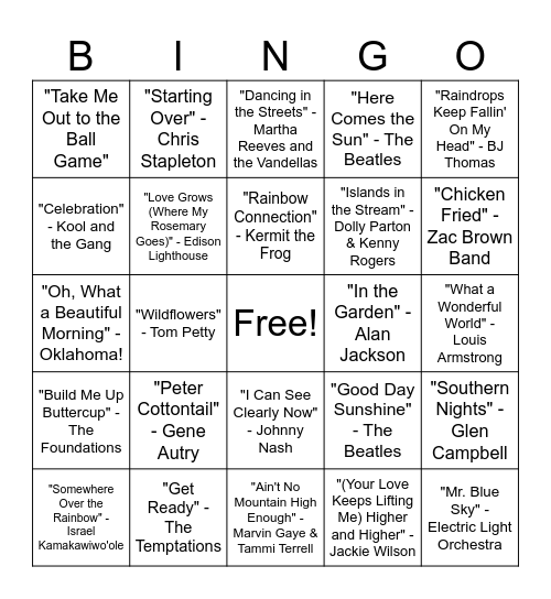 Spring Bingo Card
