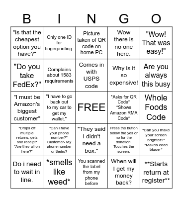 The UPS Store Bingo Card