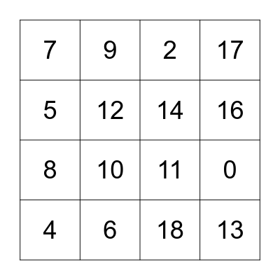 Addition & Subtraction Bingo Card