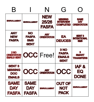 G'S UNIT DAILY STITCH BINGO Card