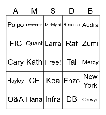 AMS DBingo Card
