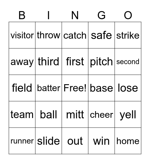 Baseball Bingo Card