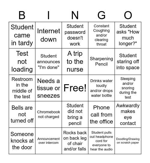 TK Bingo Card