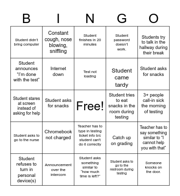 TESTING BINGO Card