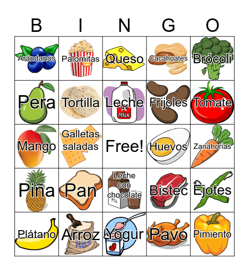Healthy Food Groups Bingo Card