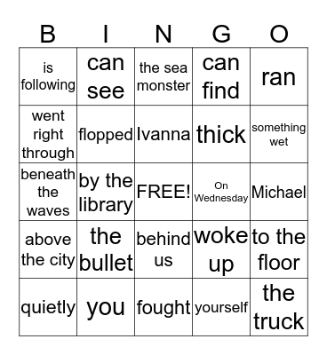 English Grammar Bingo Card