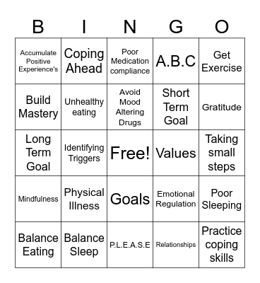 ABC PLEASE Bingo Card