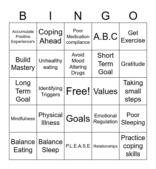 ABC PLEASE Bingo Card