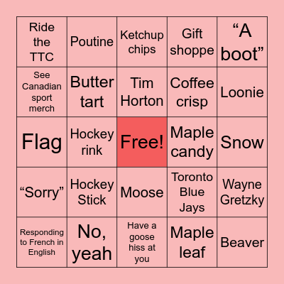 Canadian bingo Card