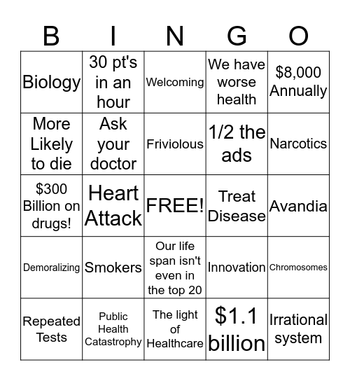 Escape Fire Bingo Card