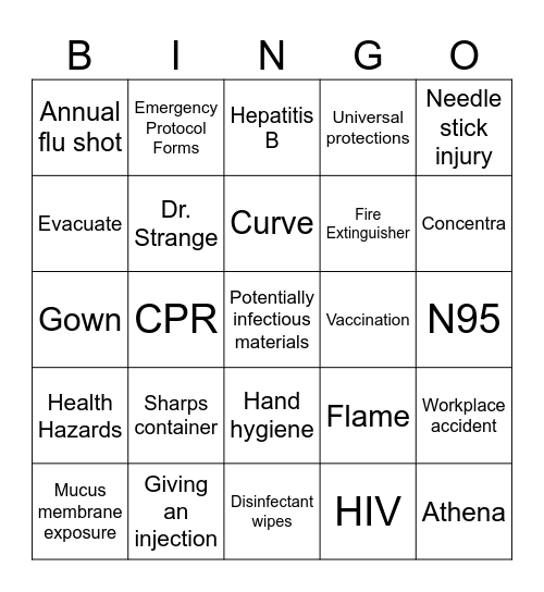 OSHA Bingo Card