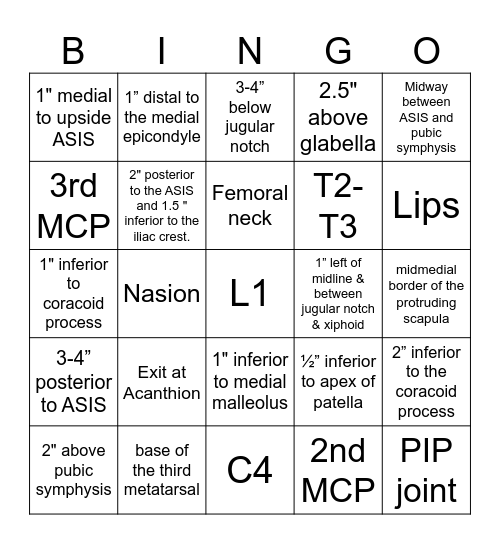 Central Ray Bingo Card