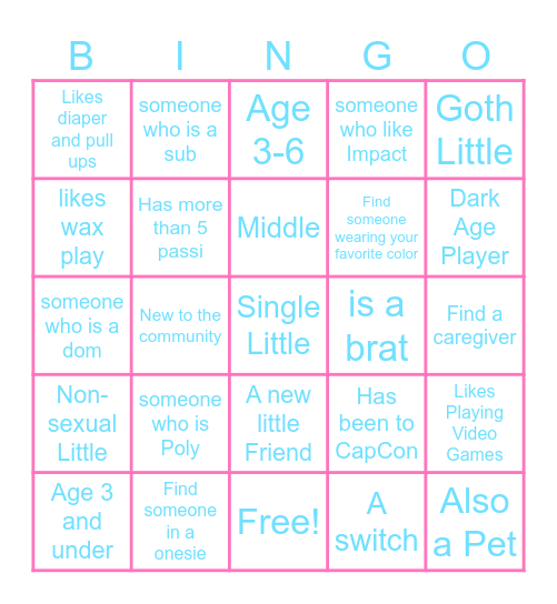 Littles Bingo Card