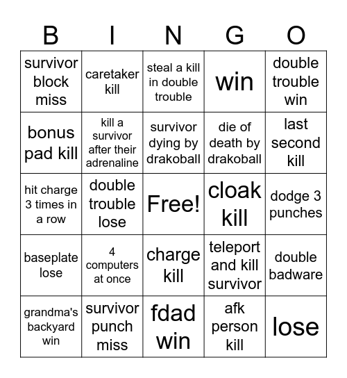 badware bingo card Bingo Card