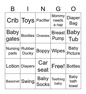 Baby Bingo Card