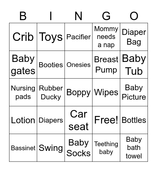 Baby Bingo Card