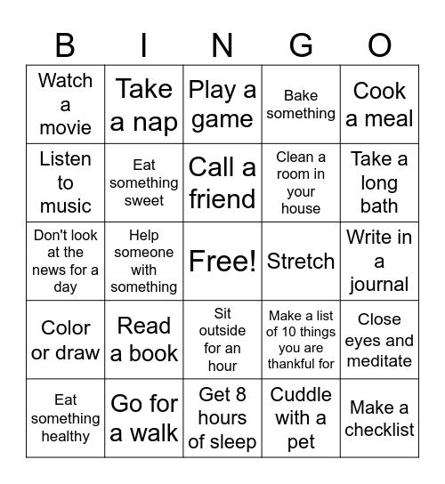 SELF-CARE BINGO Card