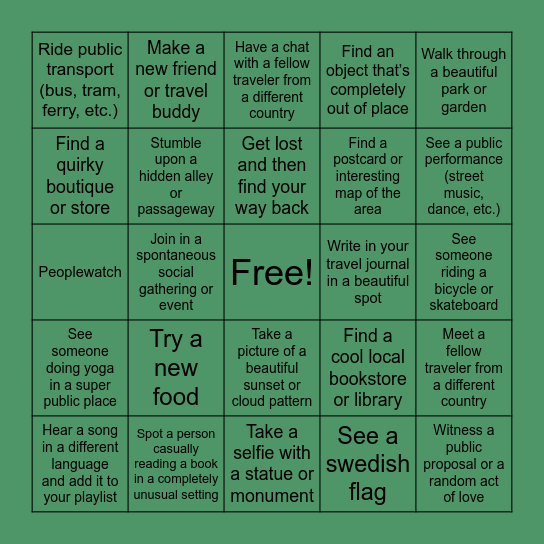 Adventure Bingo Card