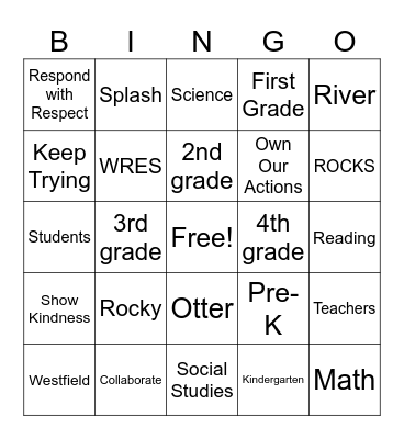 WESTFIELD RIVER ROCKS Bingo Card