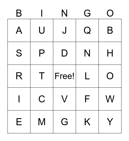 Alphabet Bingo Card