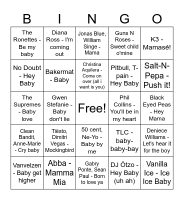 Muziek Baby Bingo Card
