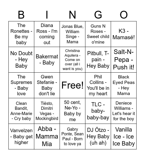 Muziek Baby Bingo Card