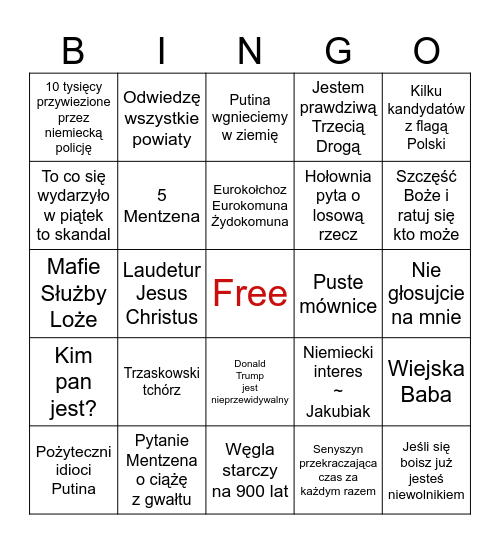 Debata w Republice Bingo Card