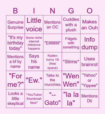 Birthday Bingo Card