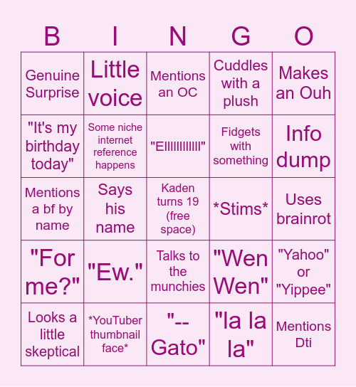 Birthday Bingo Card