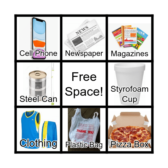 RECYCLING Bingo Card