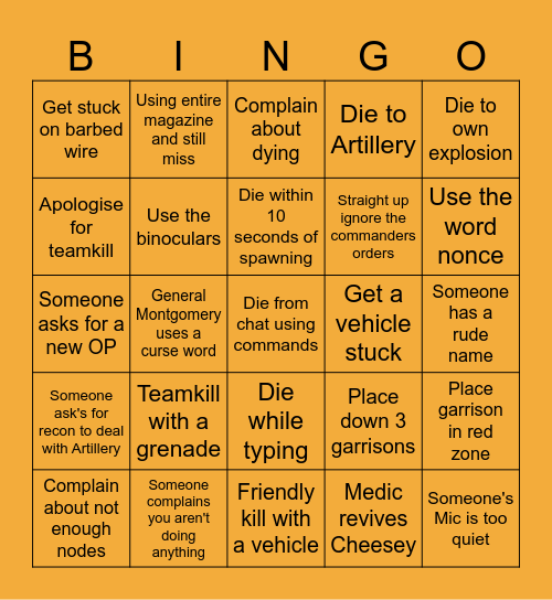 HLL War Crimes - Bingo Card