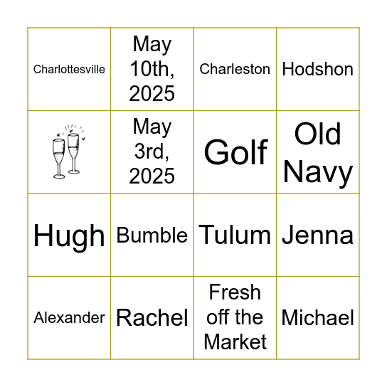 Rachel & Jenna Wedding Bingo Card