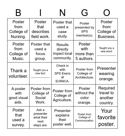 EURēCA BINGO Card
