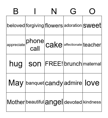 MOTHER'S DAY BINGO  Bingo Card