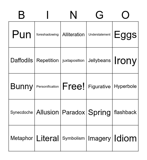 Fig Lang Bingo Card