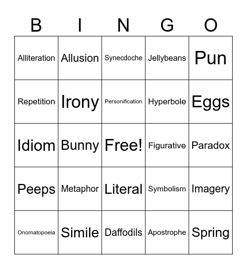 Fig Lang Bingo Card
