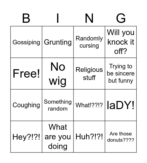 Nona Bingo Card