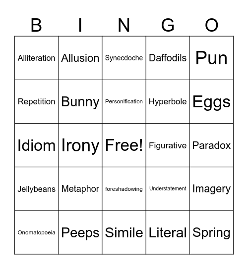 Fig Lang Bingo Card