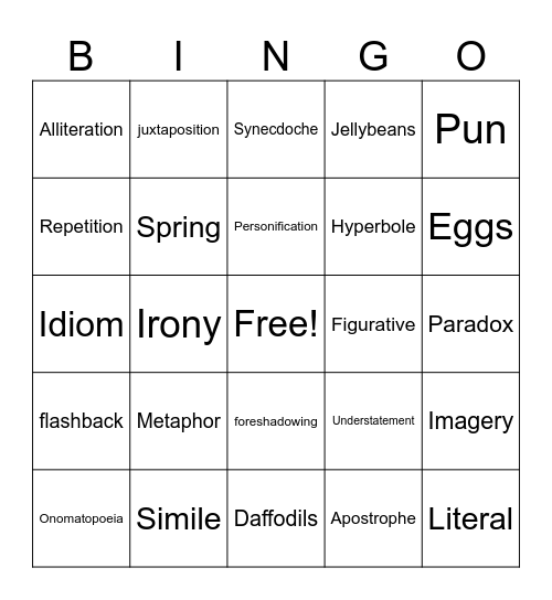 Fig Lang Bingo Card