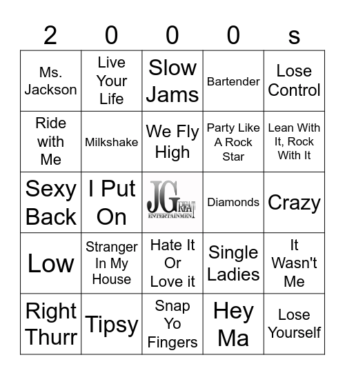 2000's Hip Hop & R&B Bingo Card