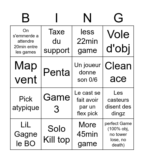 LiL Carry VS Arènes tournantes Bingo Card