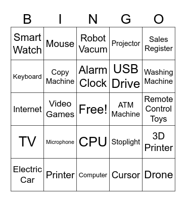Technology Bingo Card