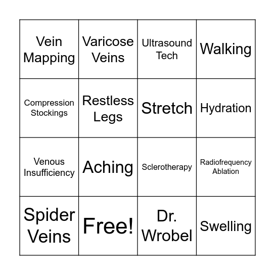 Veins Matter Bingo Card