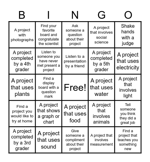 Science Fair Bingo Board! Bingo Card
