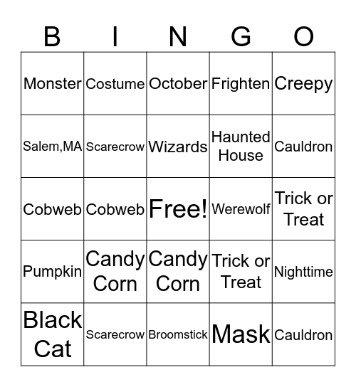 Halloween Bingo Card