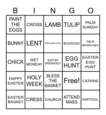 EASTER Bingo Card