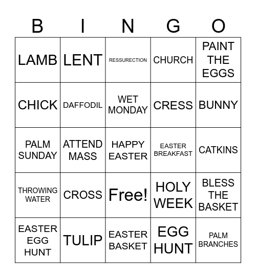 EASTER Bingo Card