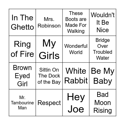 1960s Bingo Card